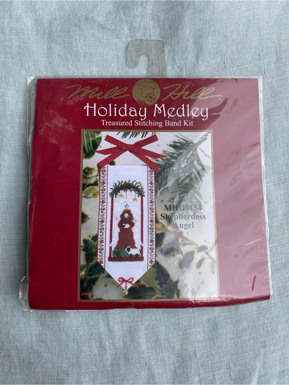 NWT Mill Hill Holiday Medley Shepherdess angel stitching band cross stitch kit